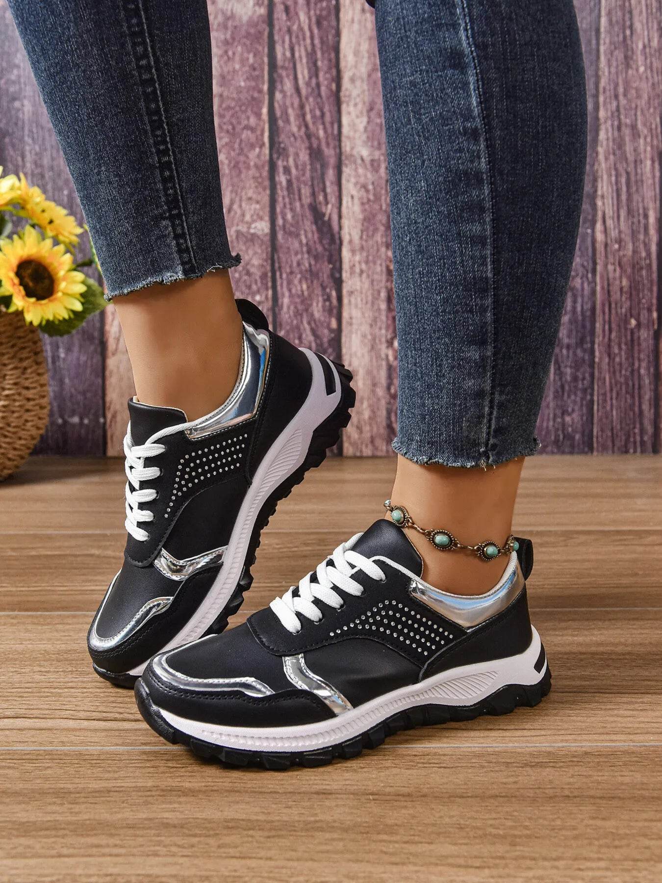 Lace Up Round Toe Sneakers - Tredona LLC