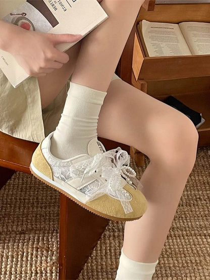 Vintage Lace Ribbon Sneakers - Tredona LLC