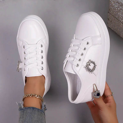 Rhinestone Embellishment Platform Sneakers - Tredona LLC