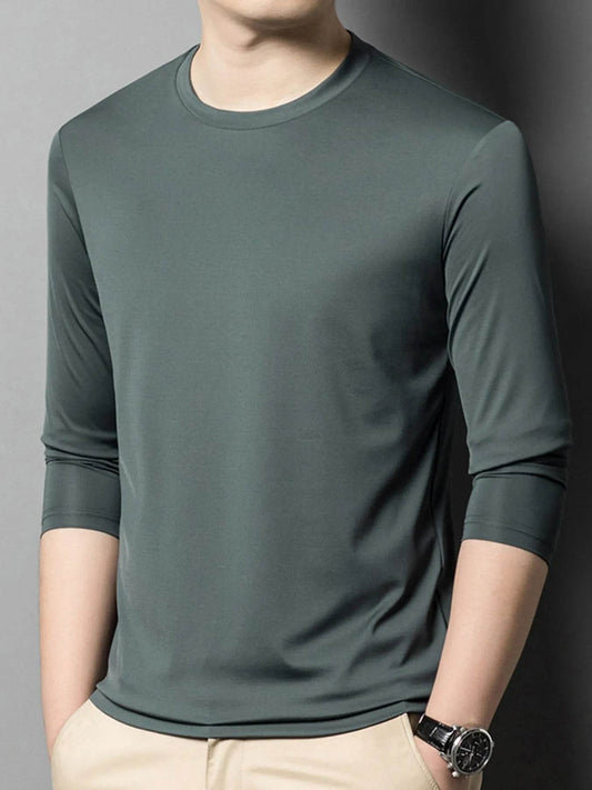 Men's Plus Size Round Neck Long Sleeve T-Shirt - Tredona LLC