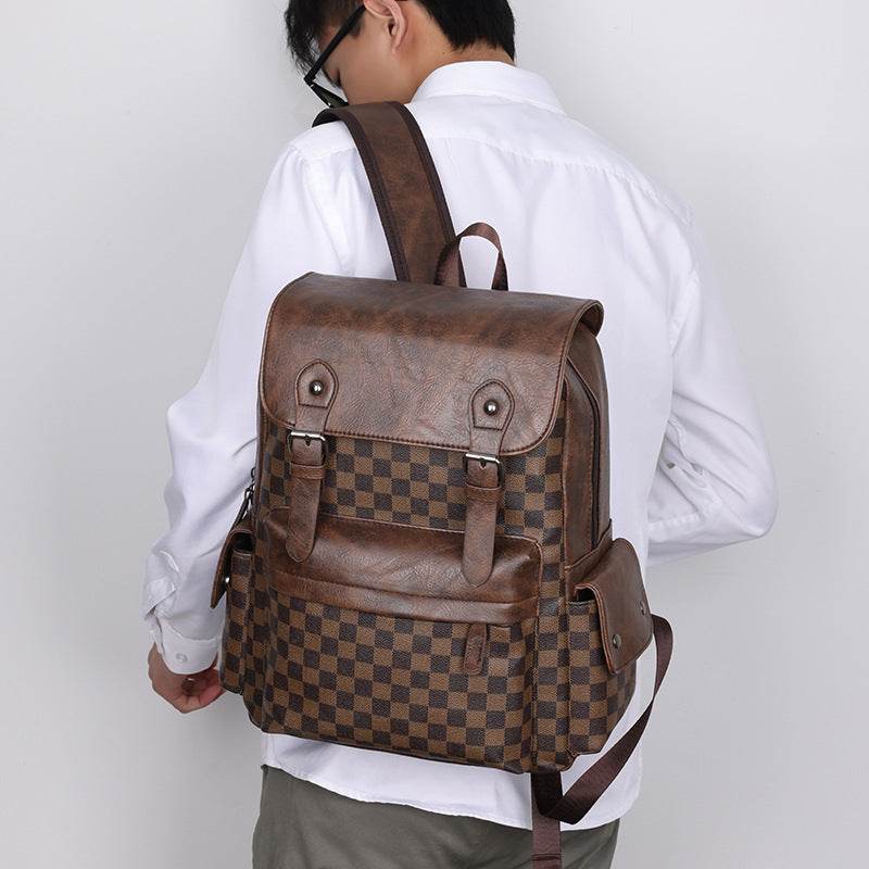 Large Capacity Travel Leisure Plaid Backpack - Tredona LLC