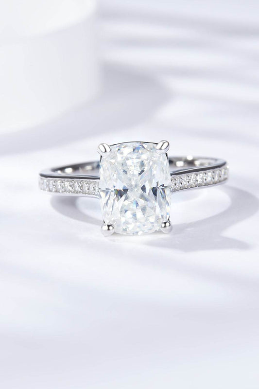 3 Carat Moissanite Platinum-Plated Side Stone Ring - Tredona LLC