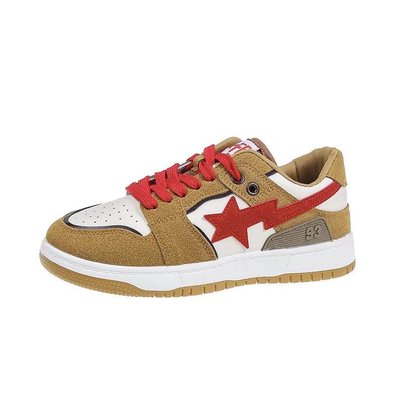 Contrast Star Lace Up Athletic Sneakers - Tredona LLC