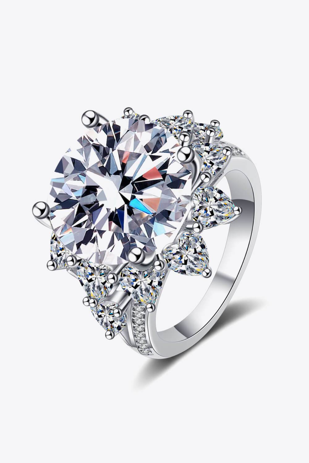 10 Carat Moissanite Flower-Shaped Ring - Tredona LLC
