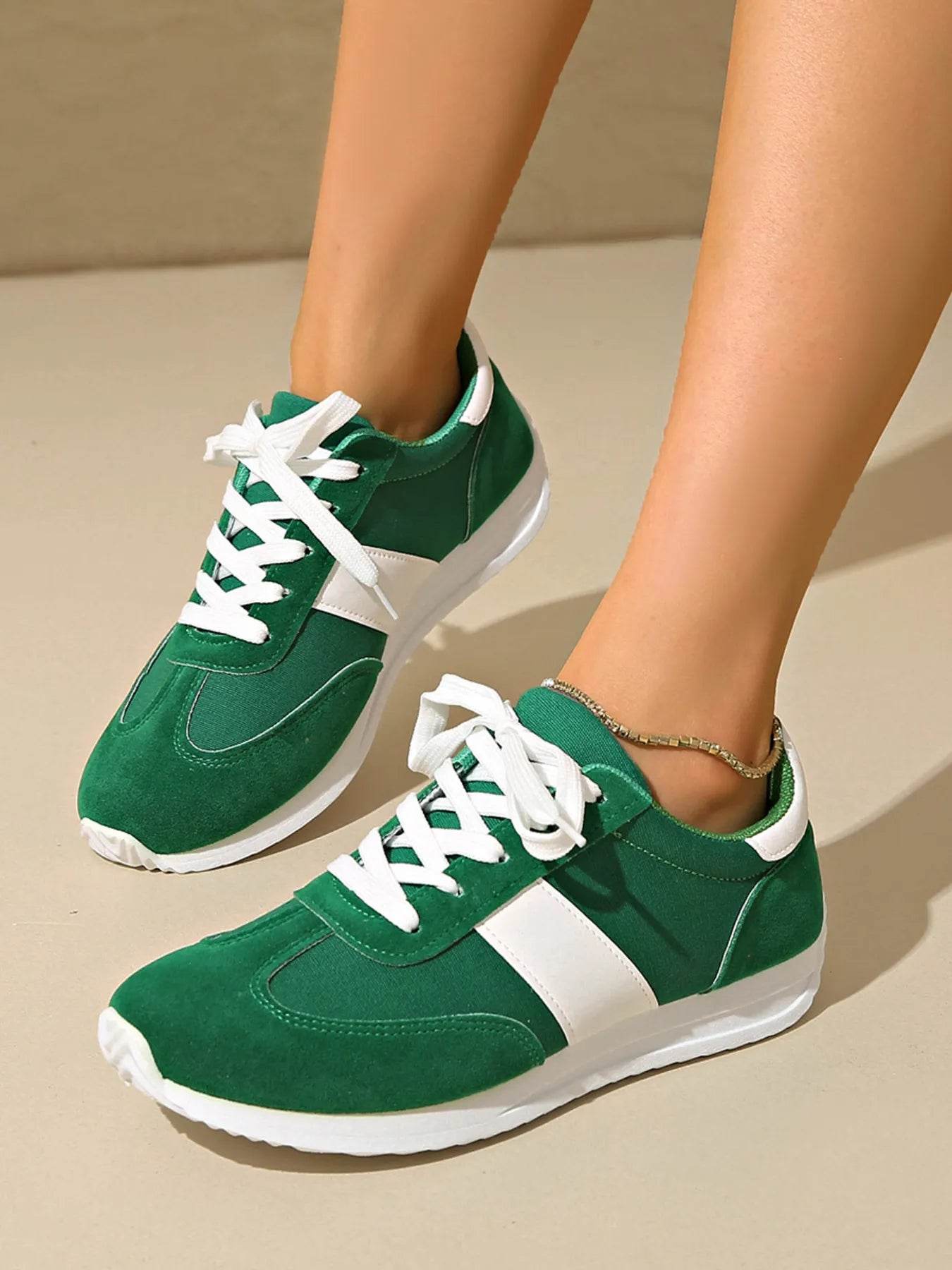 Round Toe Lace Up Sneakers - Tredona LLC