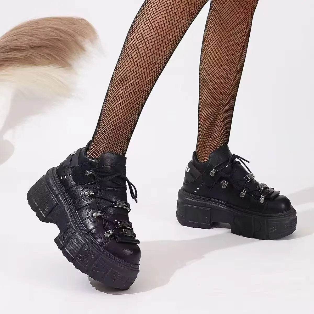 Lace Up Platform Sneakers - Tredona LLC