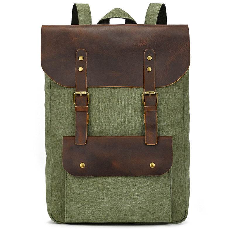 New Canvas Leather Large Capacity Backpack - Tredona LLC