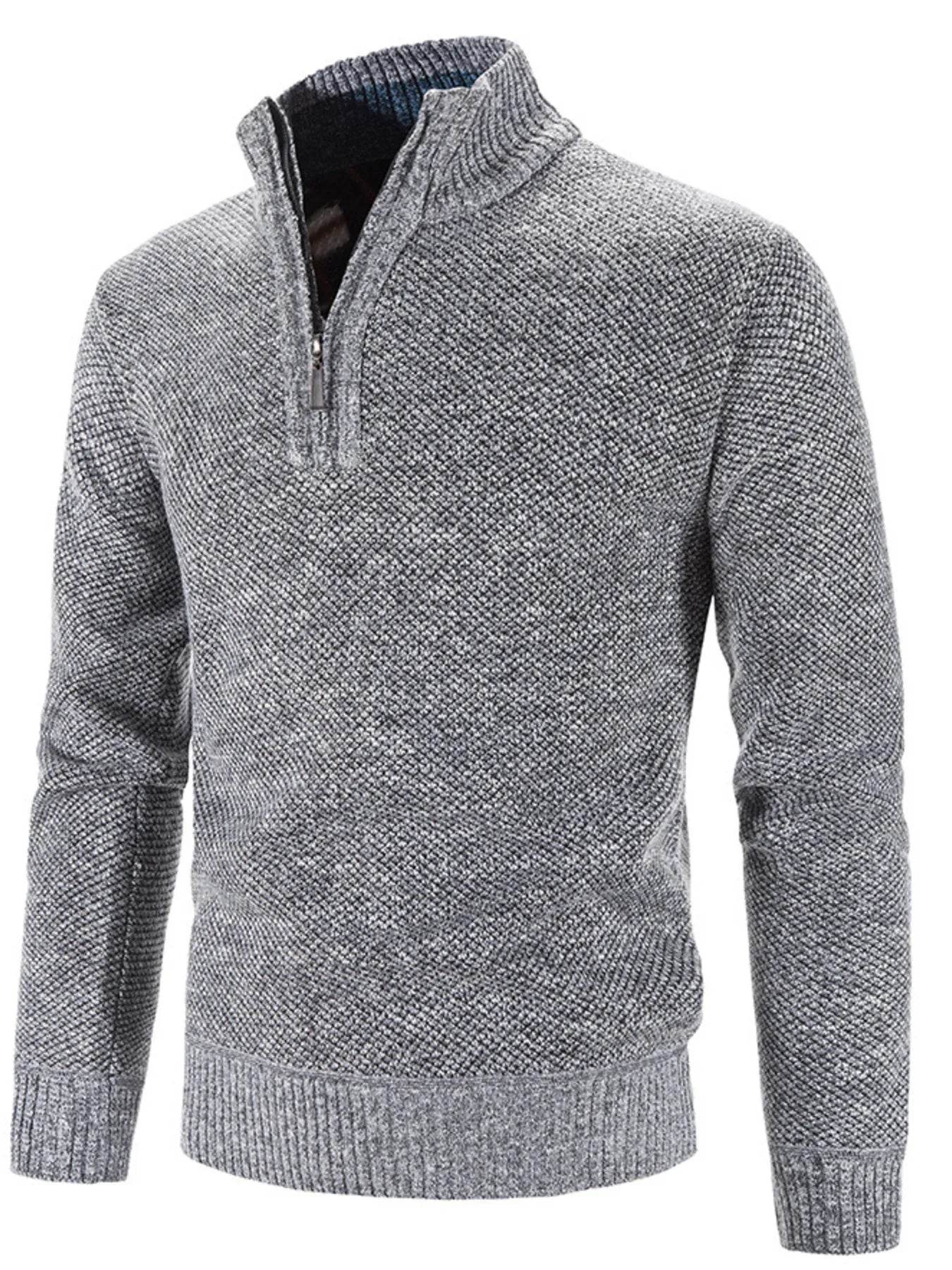 Men's Plus Size Quarter Zip Long Sleeve Sweater - Tredona LLC