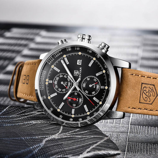 Fashion Casual Watch Mens Watches Men Luxury Brand Quartz Watch Business Leather Men's Watches Clock - Tredona LLC