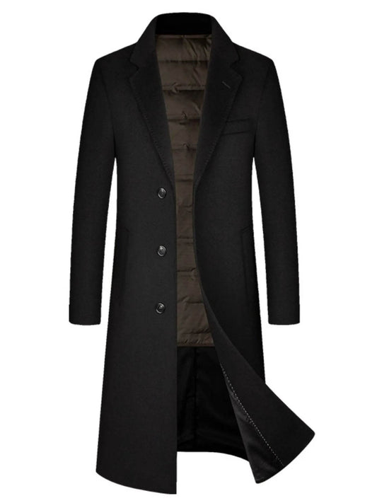 Men's Plus Size Button Up Long Sleeve Longline Coat - Tredona LLC