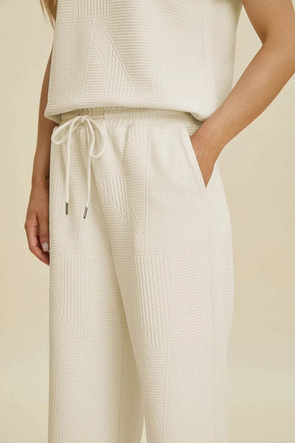 Double Take Full Size Collared Neck Short Sleeve Top and Pants Set - Tredona LLC