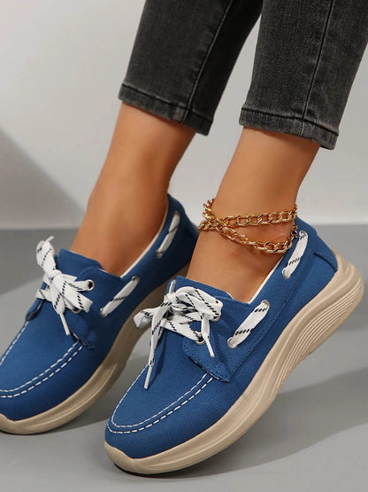 Lace Up Round Toe Sneakers - Tredona LLC
