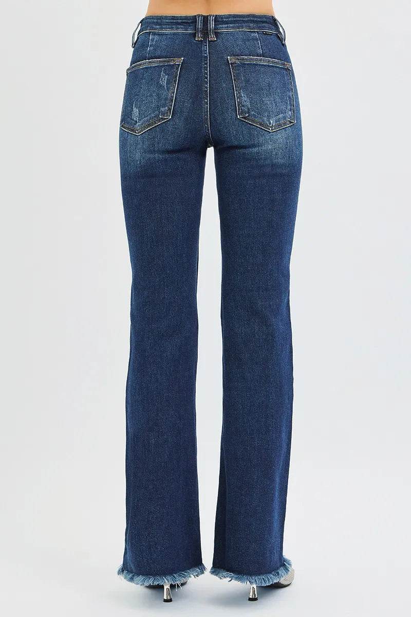 RISEN Full Size Tummy Control Mid Rise Flare Jeans Plus Size - Tredona LLC