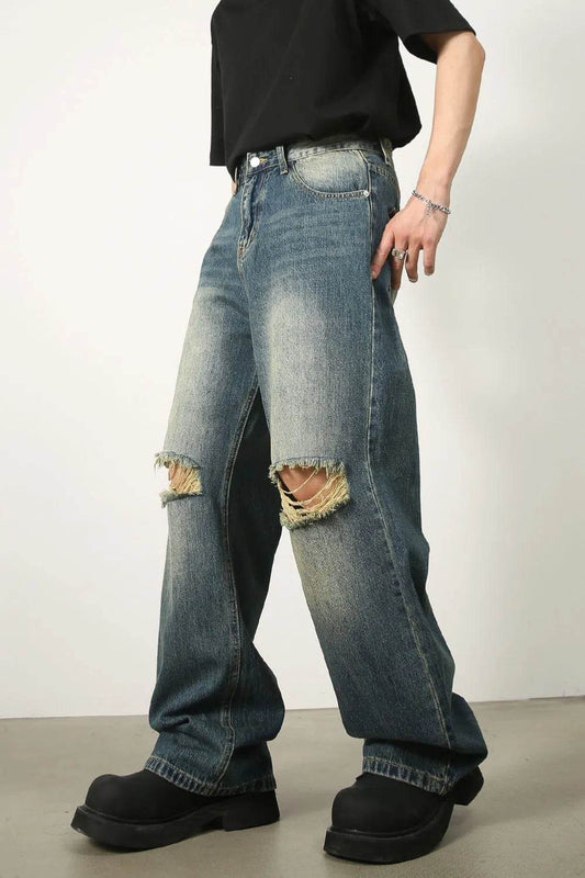 Men's Distressed Baggy Jeans - Tredona LLC
