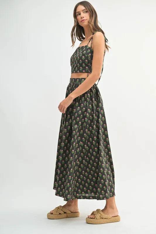 MABLE Floral Crop Top and Skirt Set - Tredona LLC