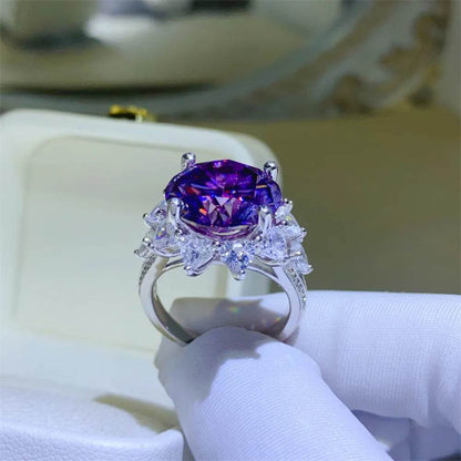 10 Carat Moissanite 925 Sterling Silver Flower Shape Ring - Tredona LLC
