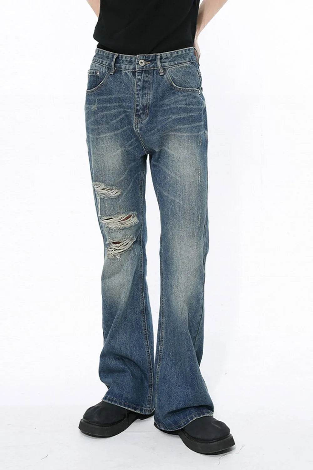 Men's Distressed Bootcut Jeans - Tredona LLC