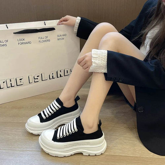Lace Up Round Toe Platform Sneakers - Tredona LLC