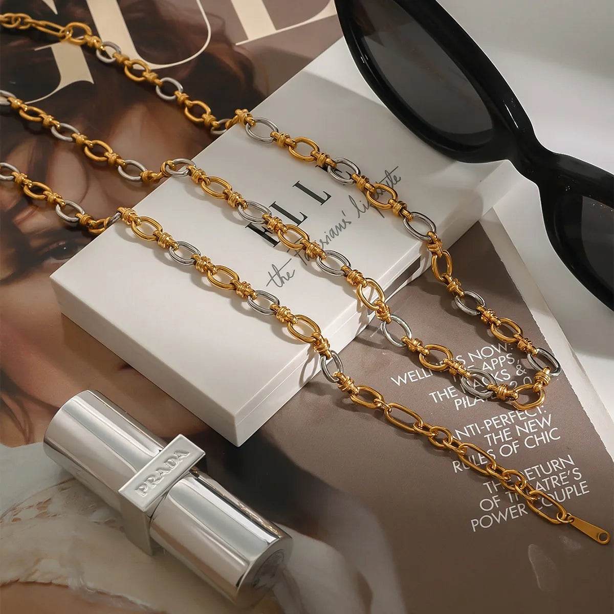 Two-Tone Chain Link Jewelry Set - Tredona LLC