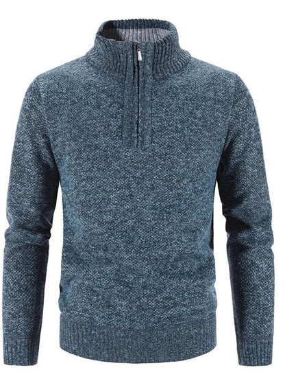Men's Plus Size Quarter Zip Long Sleeve Sweater - Tredona LLC