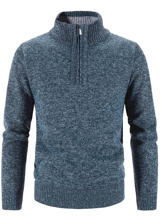 Men's Plus Size Quarter Zip Long Sleeve Sweater - Tredona LLC