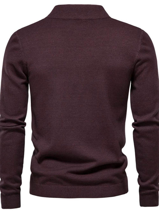 Men's Mock Neck Long Sleeve Sweater - Tredona LLC