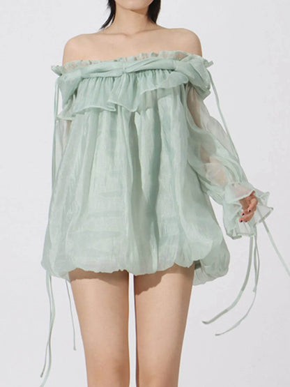 Ruffled Off-Shoulder Flounce Sleeve Blouse - Tredona LLC