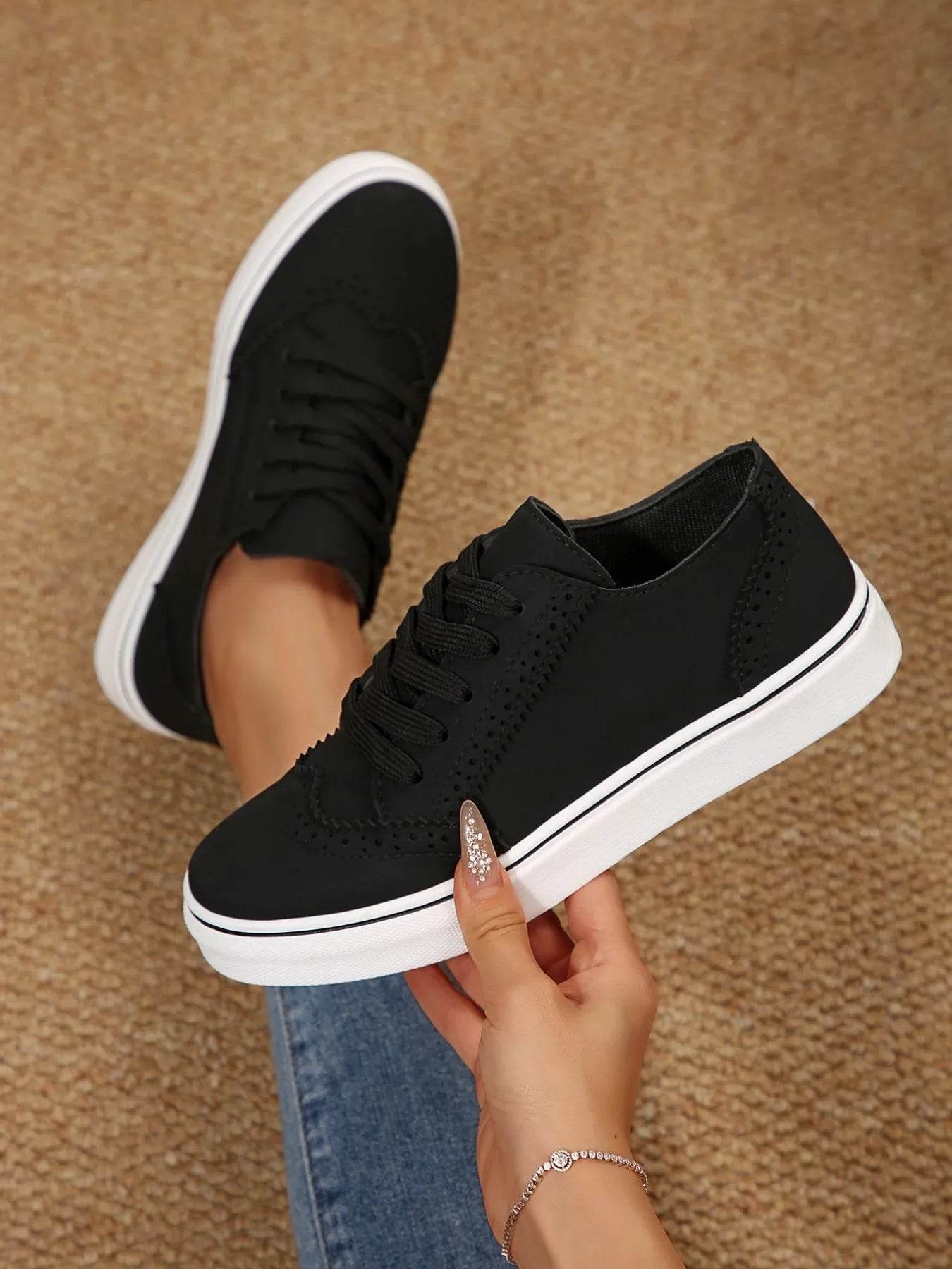 Lace Up Round Toe Platform Sneakers - Tredona LLC