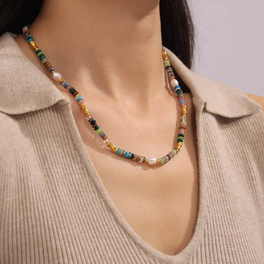 Bohemian Natural Stone Pearl Beaded Jewelry Set - Tredona LLC