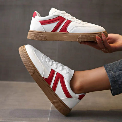 Lace Up Round Toe Contrast Sneakers - Tredona LLC