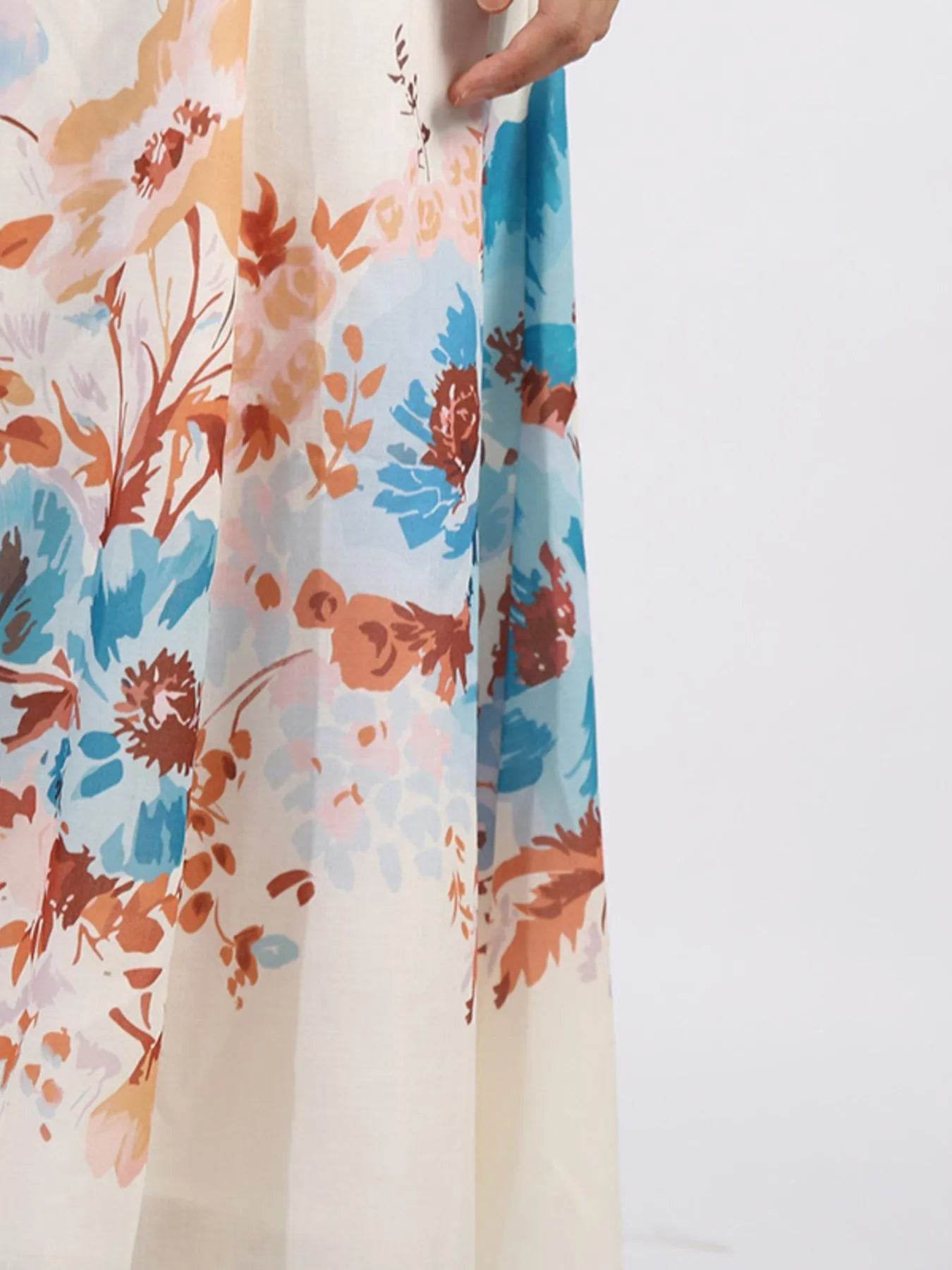 Cutout Back Printed Square Neck Dress - Tredona LLC