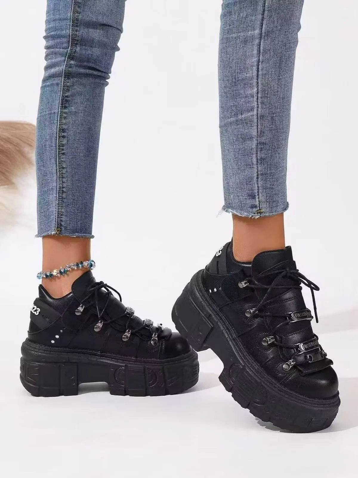 Lace Up Platform Sneakers - Tredona LLC