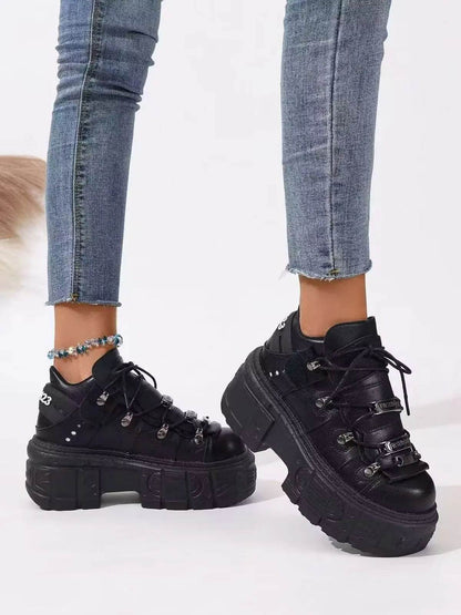 Lace Up Platform Sneakers - Tredona LLC
