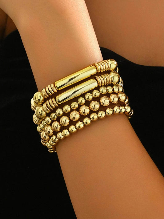 5 Piece Stainless Steel Beaded Bracelet - Tredona LLC