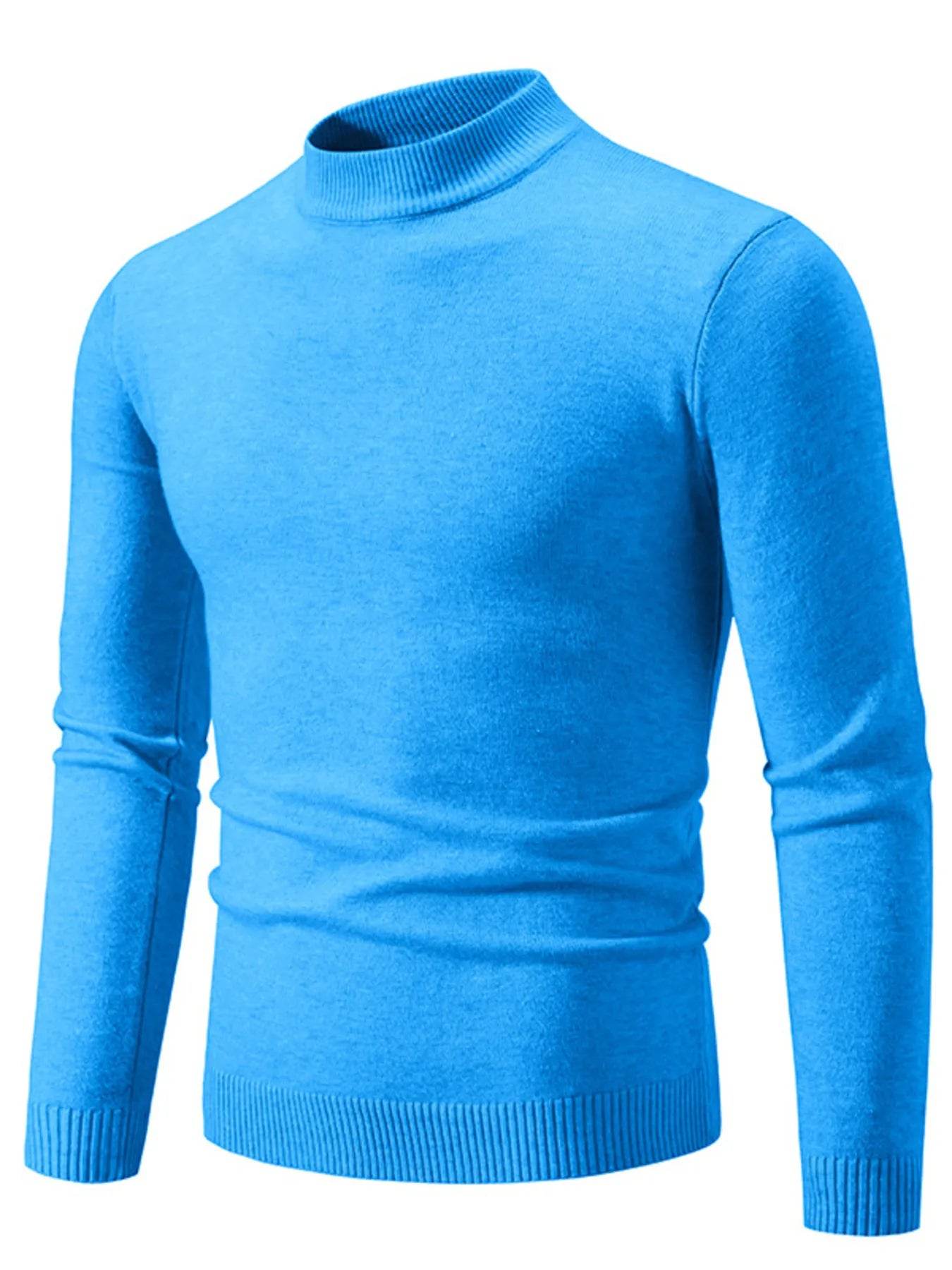 Men's Plus Size Ribbed Hem Mock Neck Long Sleeve Sweater - Tredona LLC