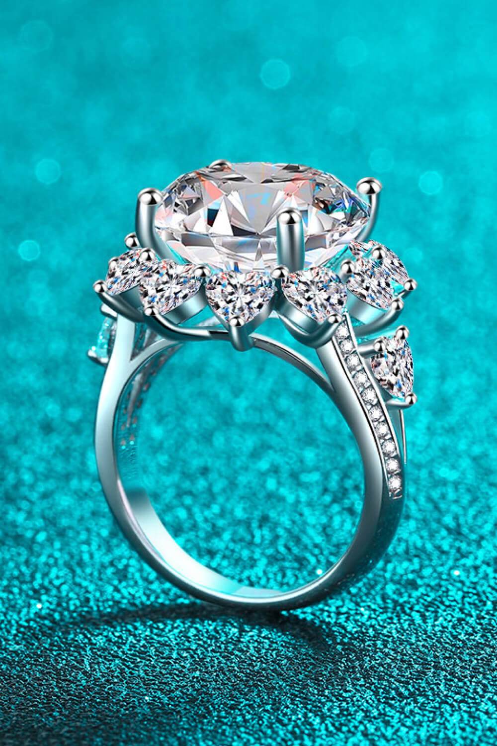 10 Carat Moissanite Flower-Shaped Ring - Tredona LLC