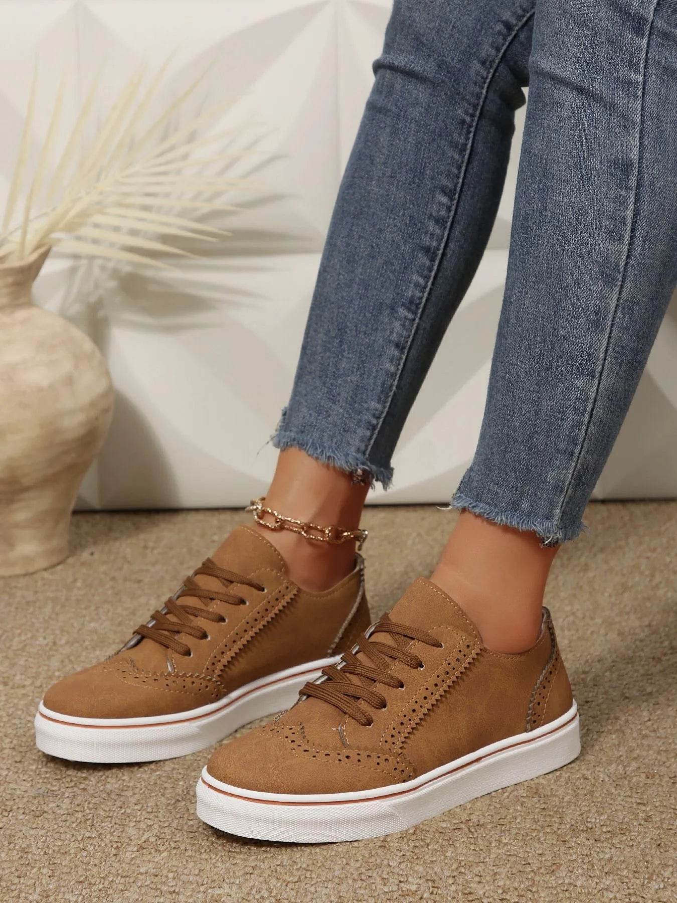 Lace Up Round Toe Platform Sneakers - Tredona LLC