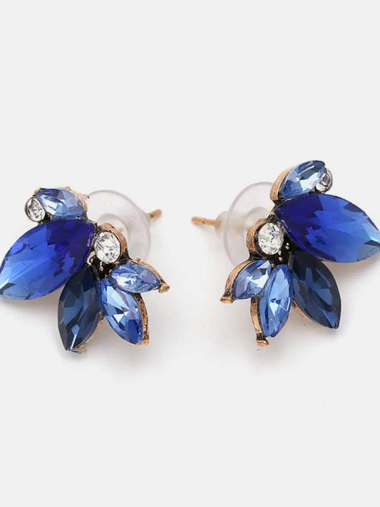 Alloy Rhinestone Flower Stud Earrings - Tredona LLC