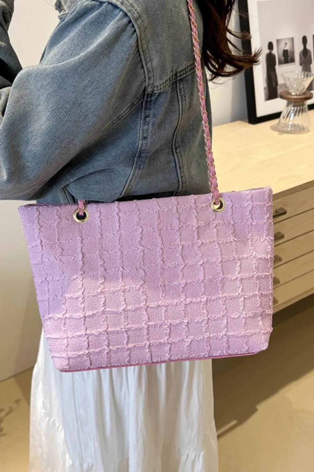 Polyester Texture Chain Tote bag - Tredona LLC