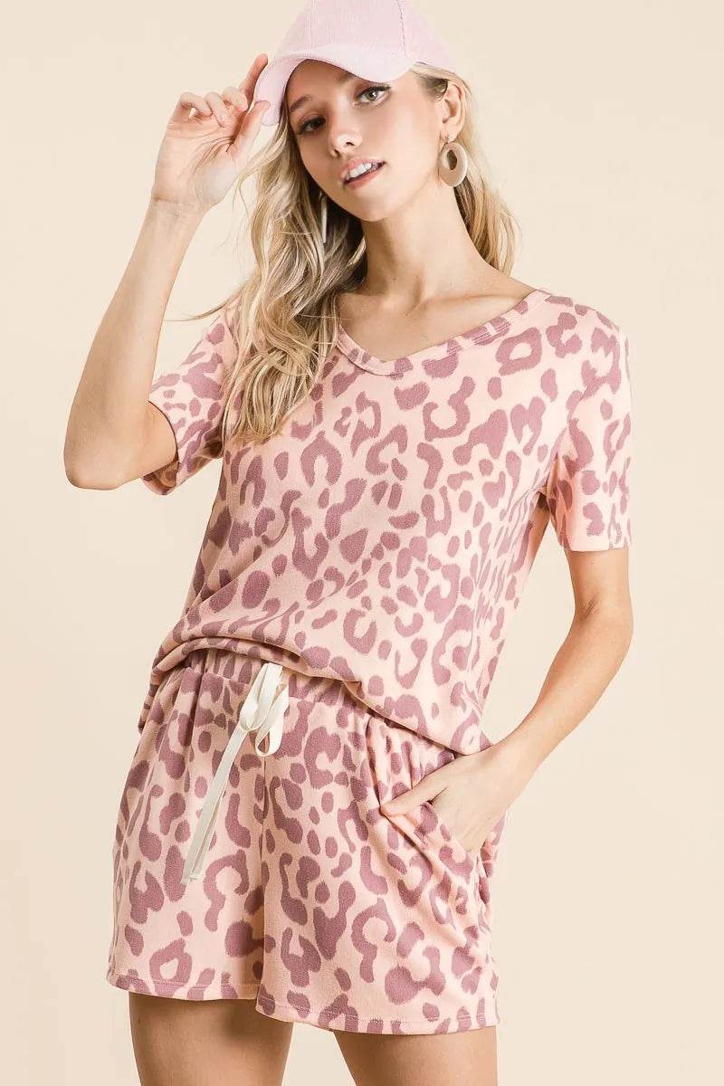 BiBi Leopard Shorts with Twill Tape Drawstring - Tredona LLC