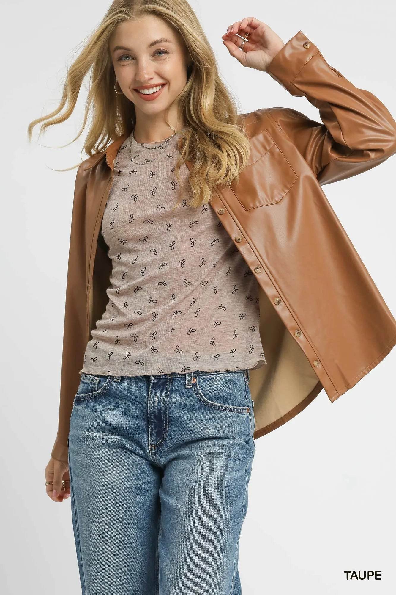 Umgee Bow Print Lightweight Knit Top - Tredona LLC