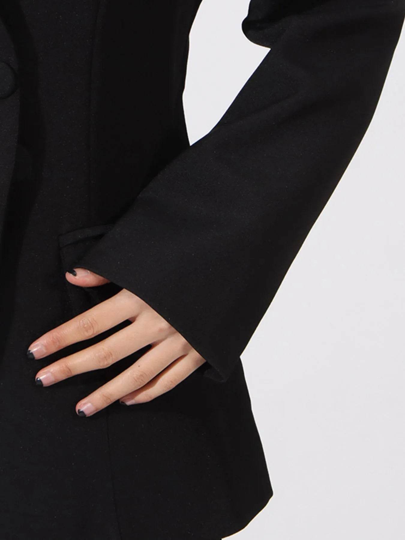 Flower Button Front Long Sleeve Blazer - Tredona LLC