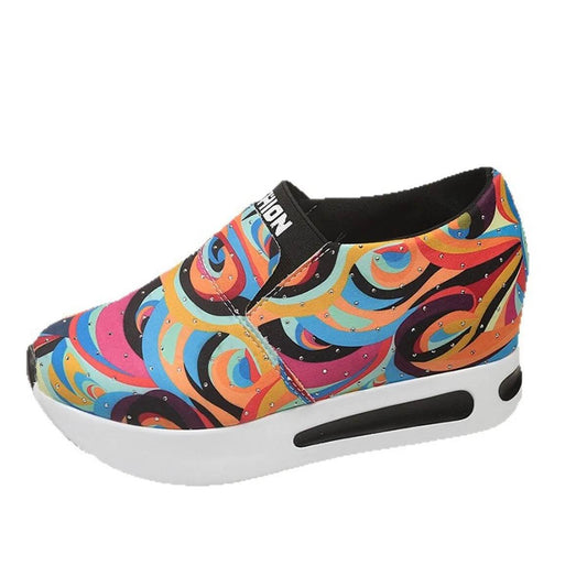 Colorful Abstract Pattern Platform Sneakers - Tredona LLC
