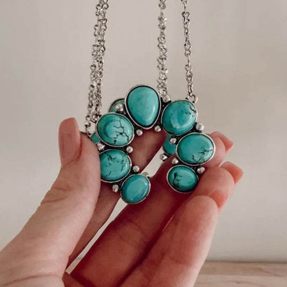 Artificial Turquoise Alloy Pendant Necklace - Tredona LLC
