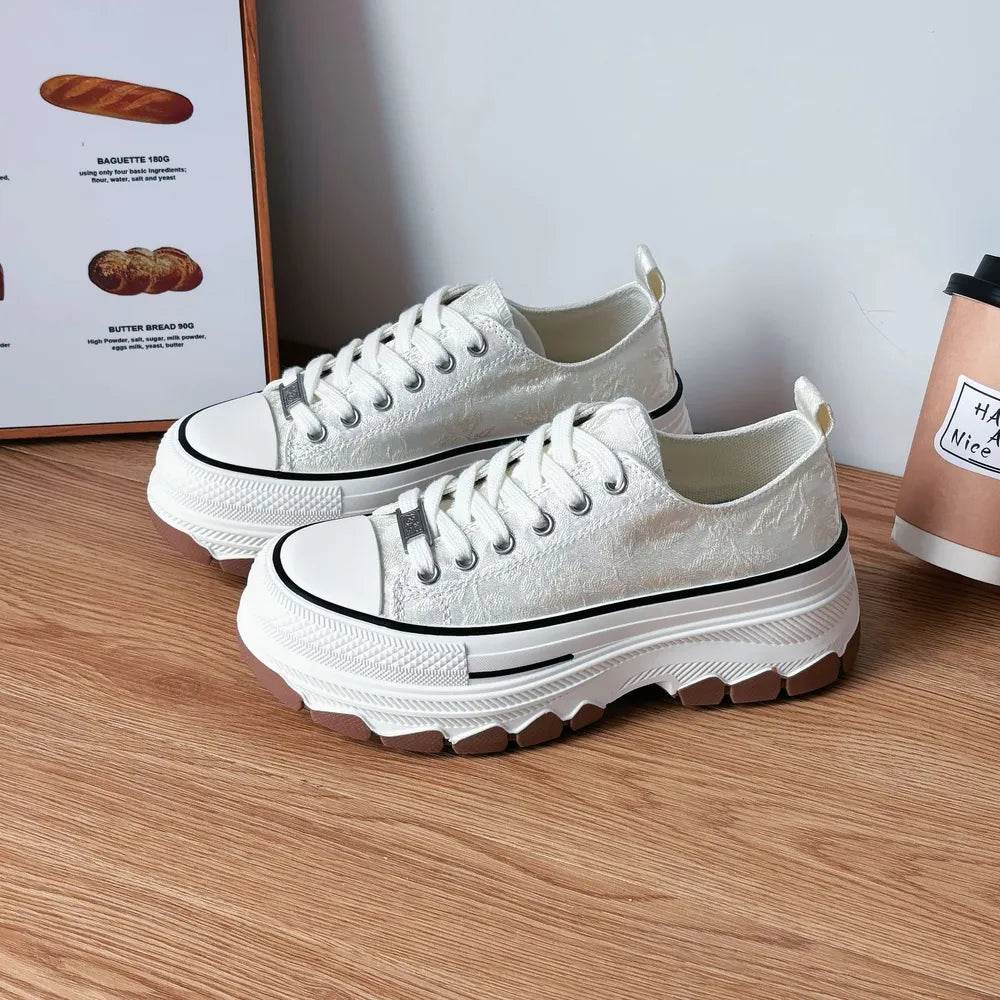 Lace-Up Canvas Platform Sneakers - Tredona LLC