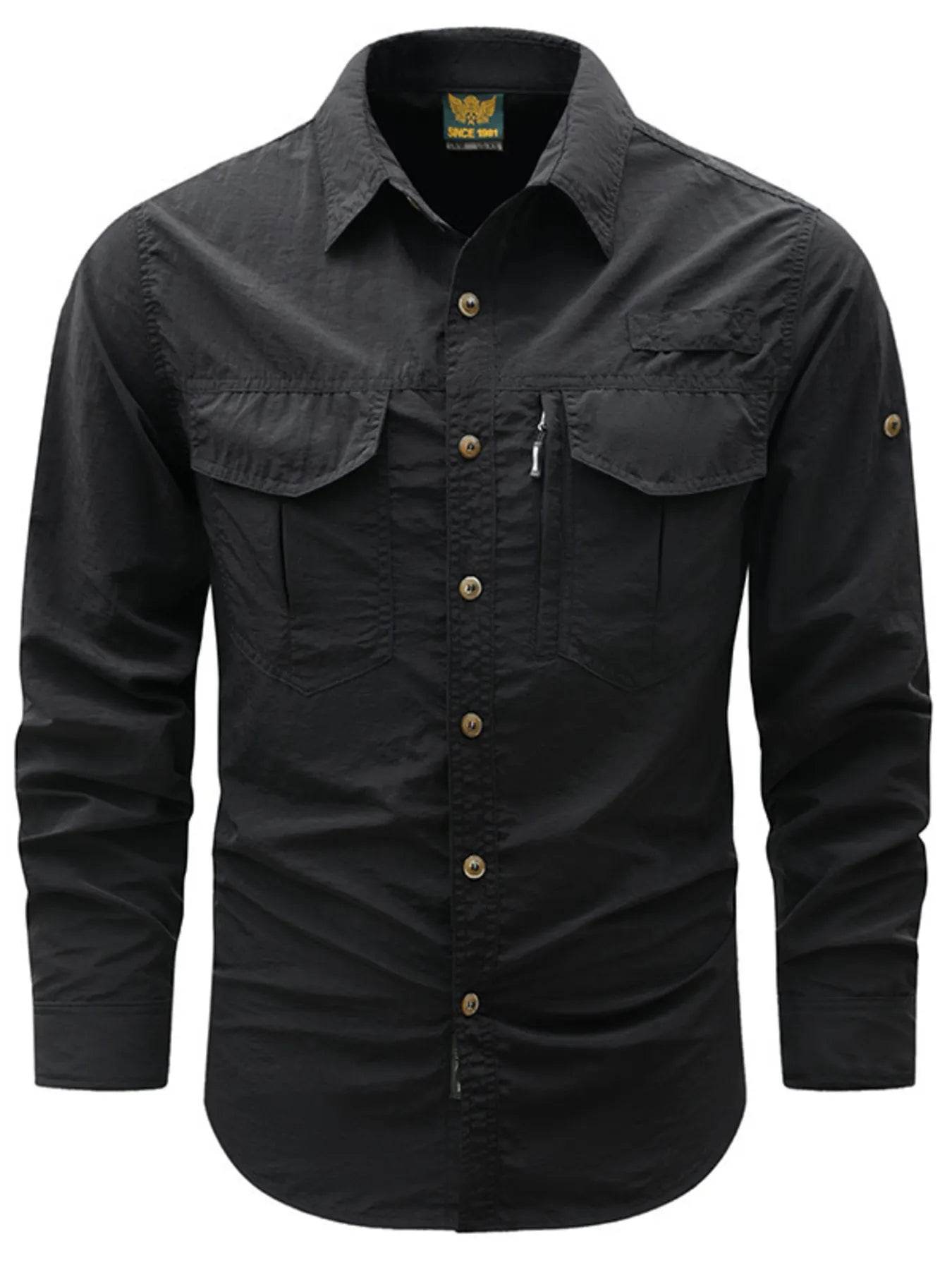 Men's Plus Size Button Up Long Sleeve Shirt - Tredona LLC
