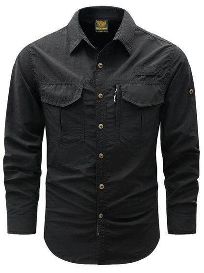 Men's Plus Size Button Up Long Sleeve Shirt - Tredona LLC