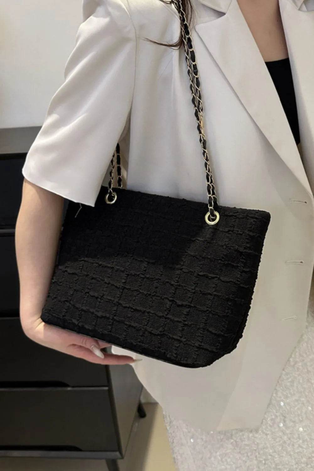 Polyester Texture Chain Tote bag - Tredona LLC