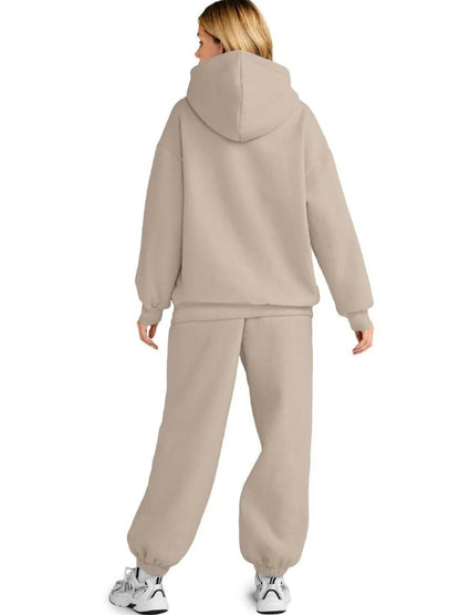 Full Size Kangaroo Pocket Hoodie and Joggers Set Plus Size - Tredona LLC