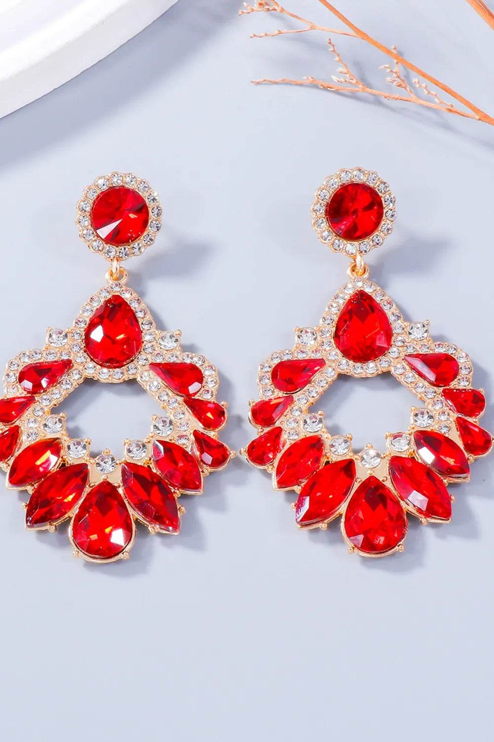 Alloy Rhinestone Dangle Earrings - Tredona LLC
